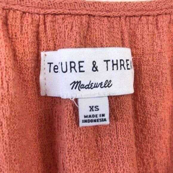 Madewell Texture & Thread Tiered Sleeve Orange Blouse Top XS Boho Cottagecore - Picture 10 of 16